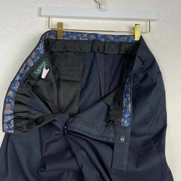 Ralph Lauren Men’s Dress Pants 34X30 Classic Fit Flat Front Pants Black - Picture 11 of 15